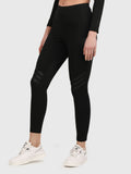 Mid-Rise Black Jeggings for Women - Workout Pants