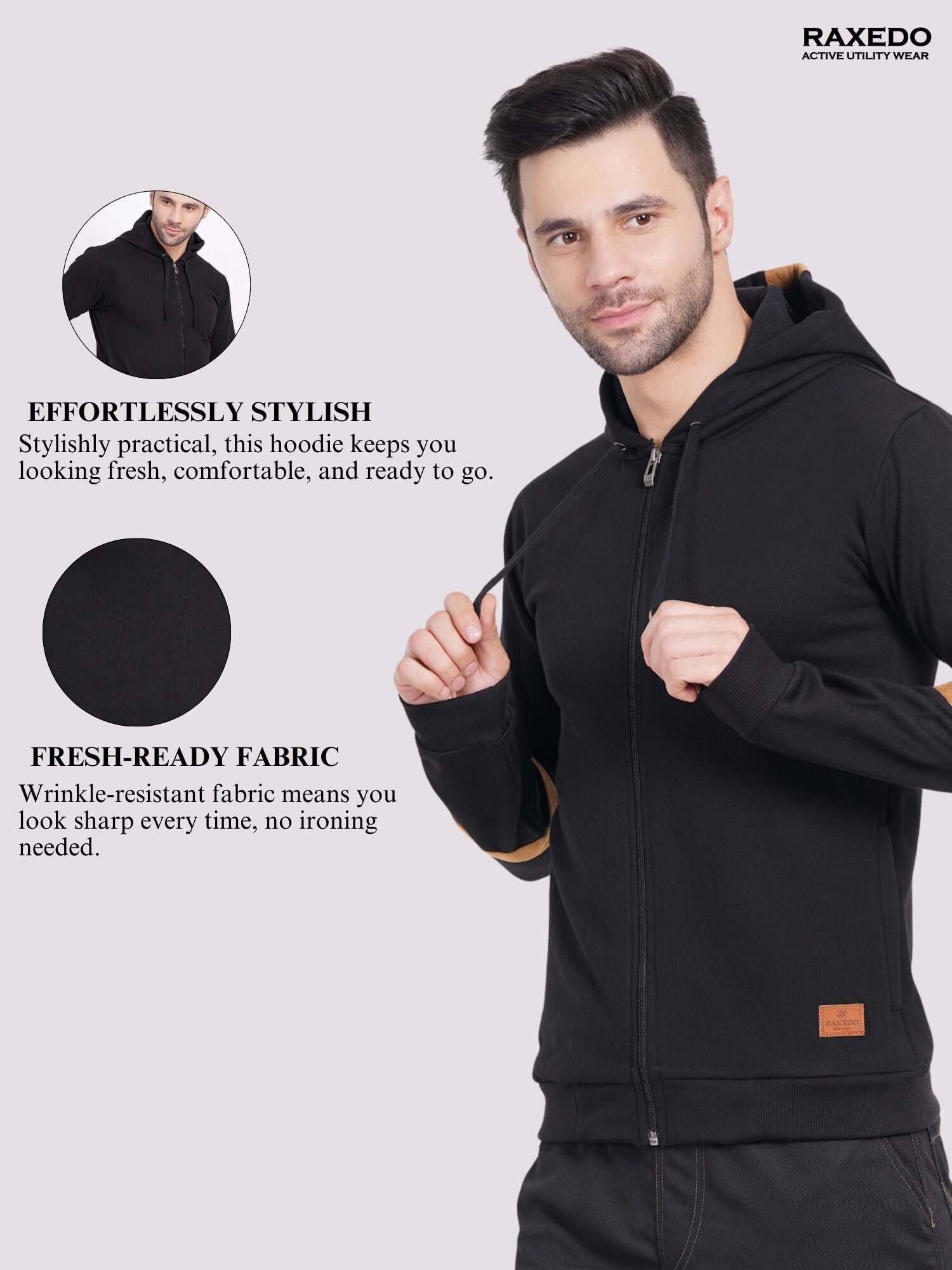 mens black zip hoodie