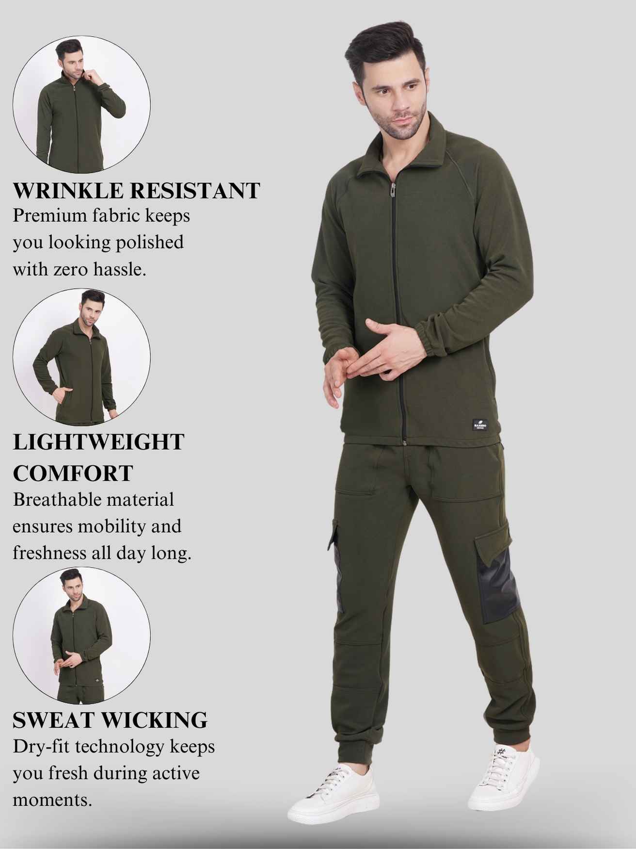 coord set men - Cargo & Jacket Co-Ord Set for Men - Dry-FIT