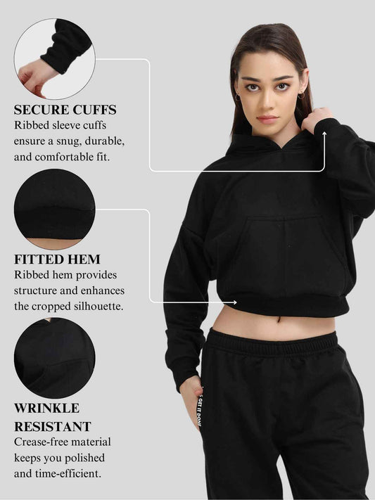 Women Hoodies Black - Cropped Hoodie