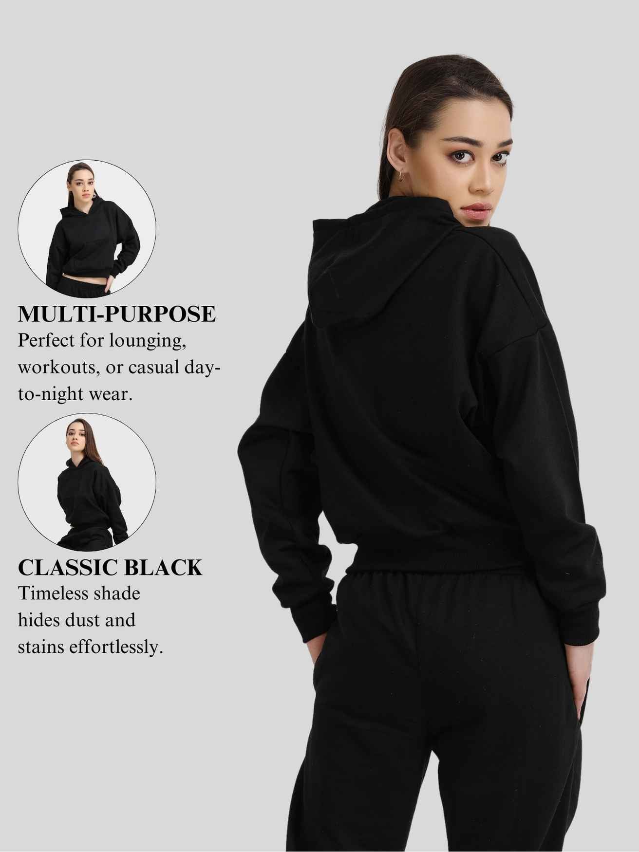 Women Hoodies Black - Cropped Hoodie