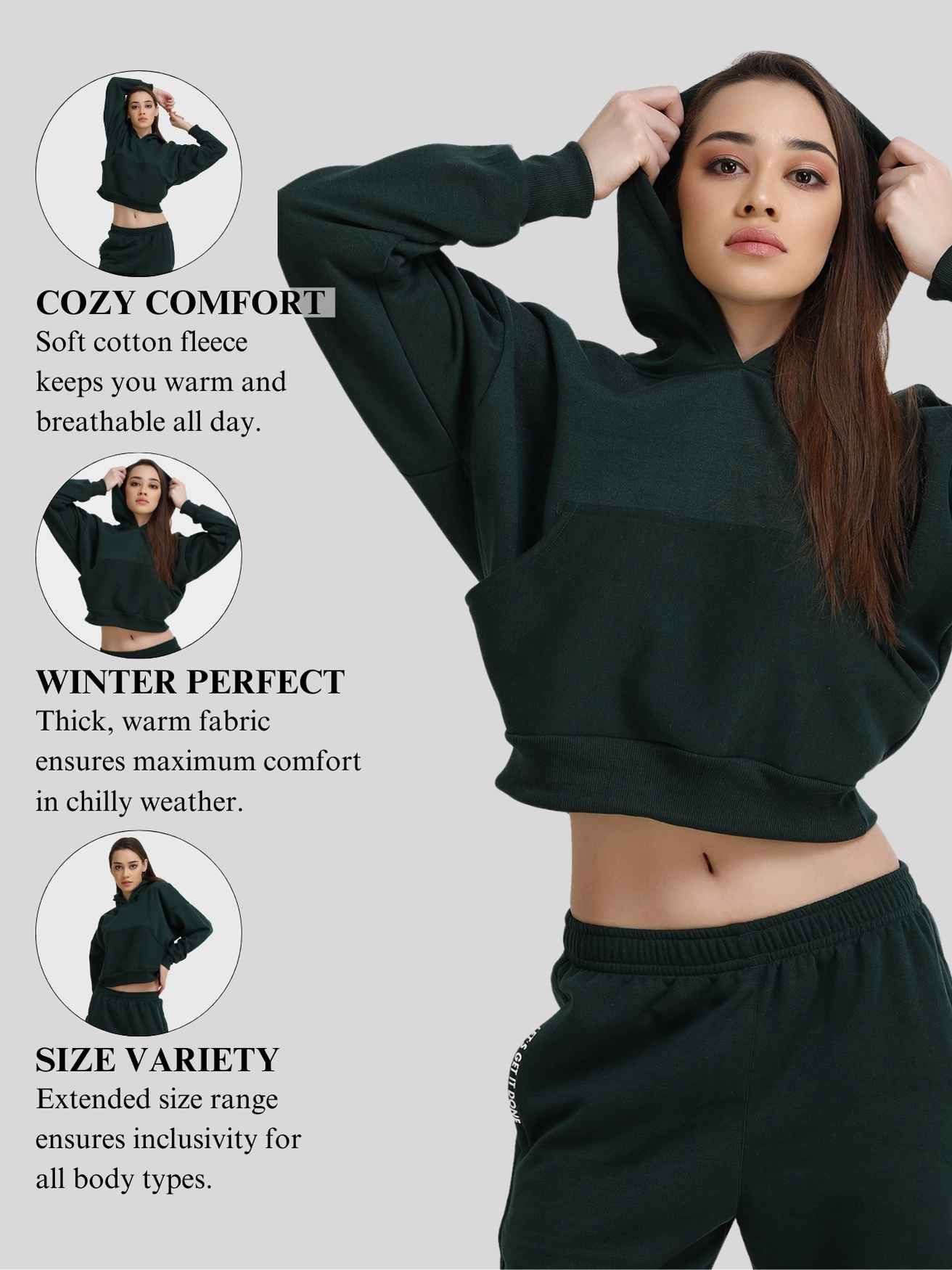 Women Fleece Crop Hoodie