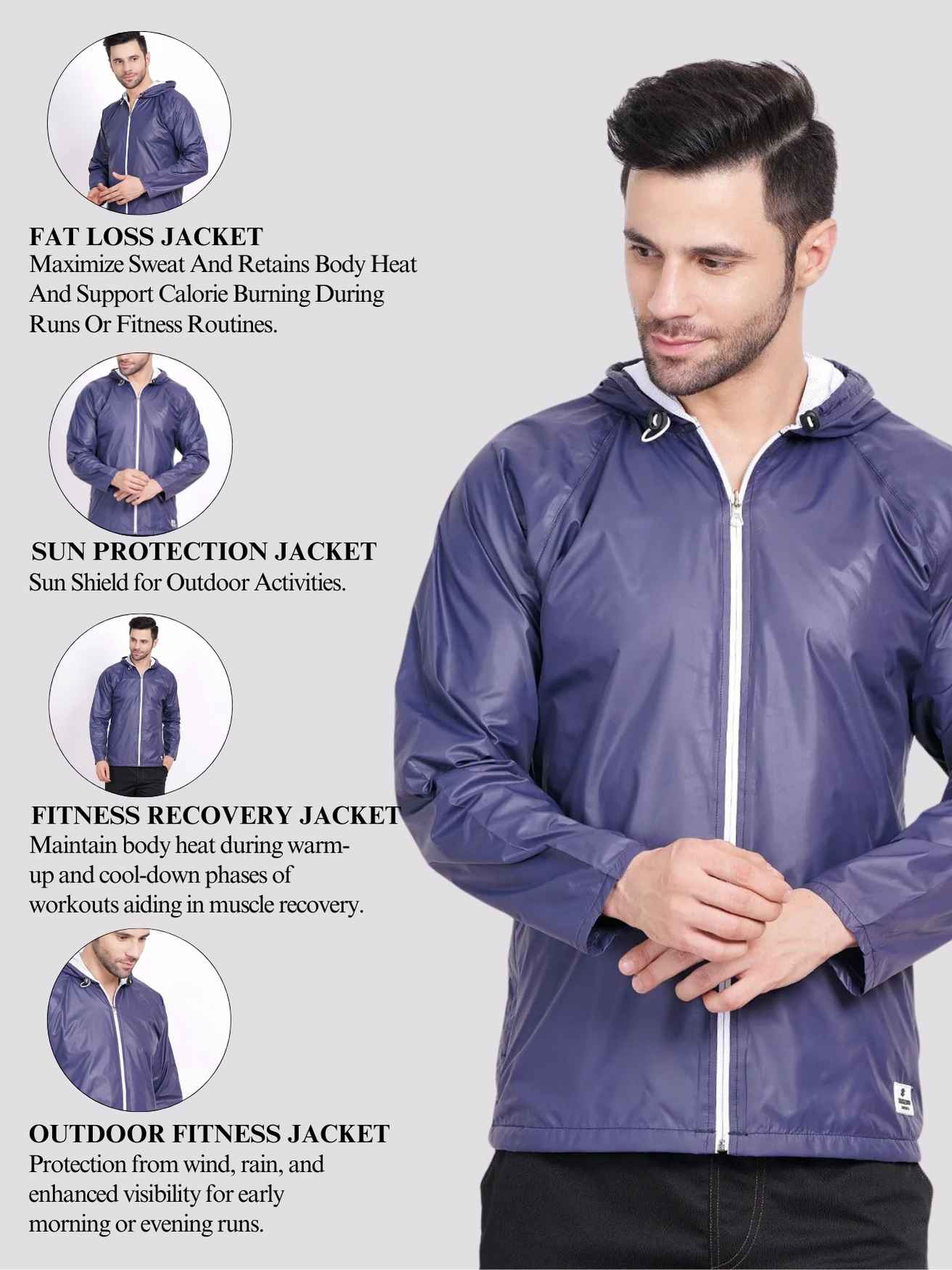 Men's wind resistant jacket with hood